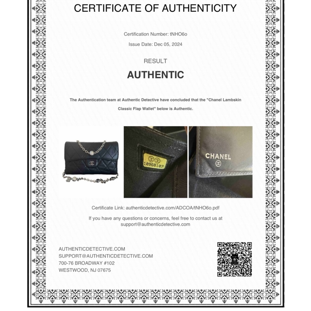 24 hr sale Chanel  Lambskin Classic Flap Wallet with coa box unbranded chain - Picture 6 of 14